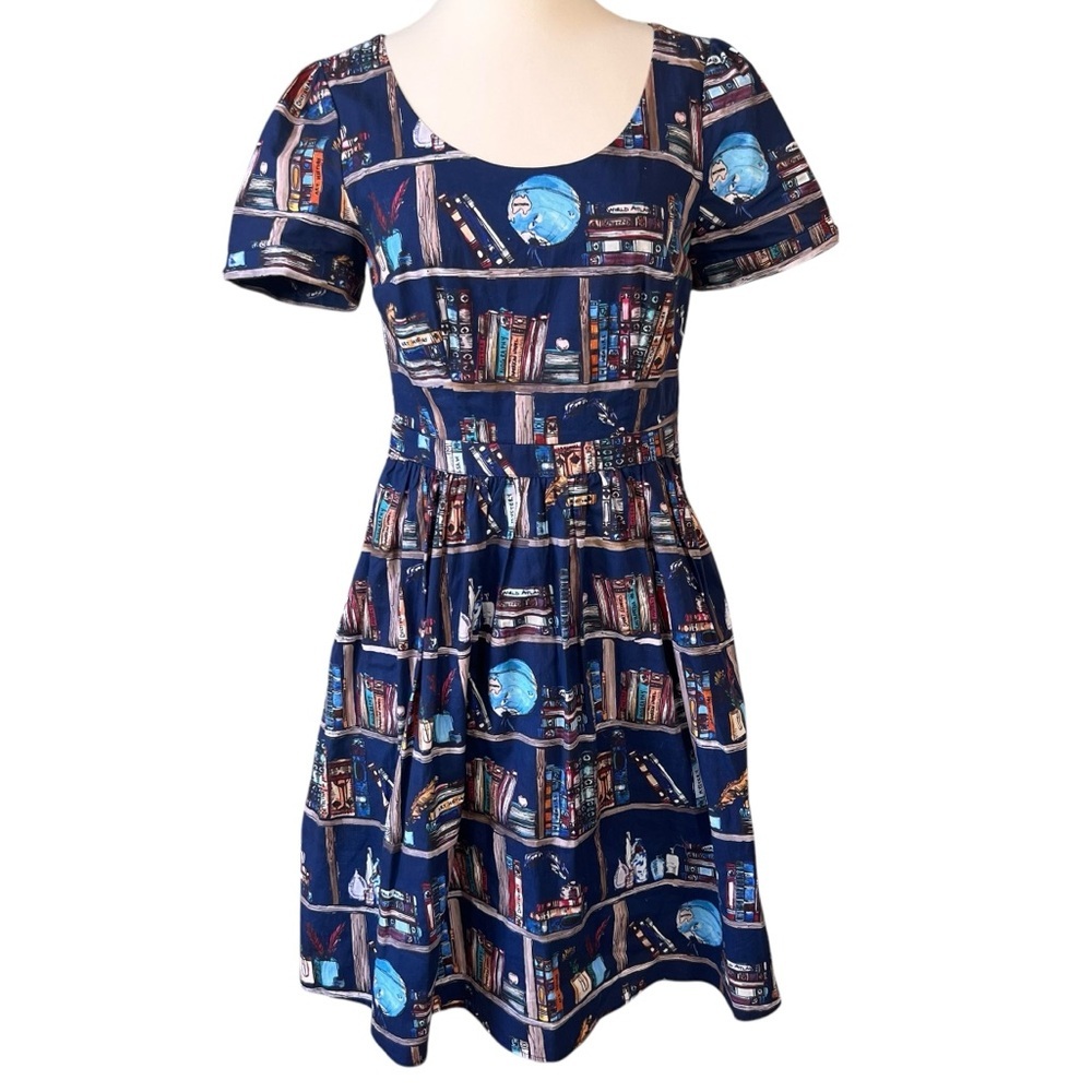 Blue Book Print Dress